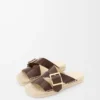 Espadrille-sandaler i vegetabiliskt garvat kalvskinn Bruna