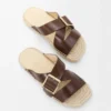 Espadrille-sandaler i vegetabiliskt garvat kalvskinn Bruna