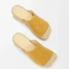 Espadriller med plattform i vegetabiliskt garvat kalvskinn, färg: ockra