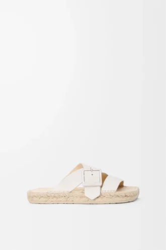 Espadriller med remmar i mjukt kalvskinn Vit