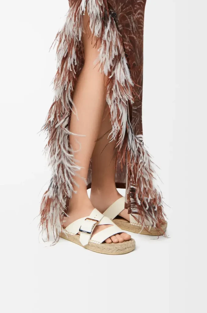 Espadriller med remmar i mjukt kalvskinn Vit Espadriller med remmar i mjukt kalvskinn Vit