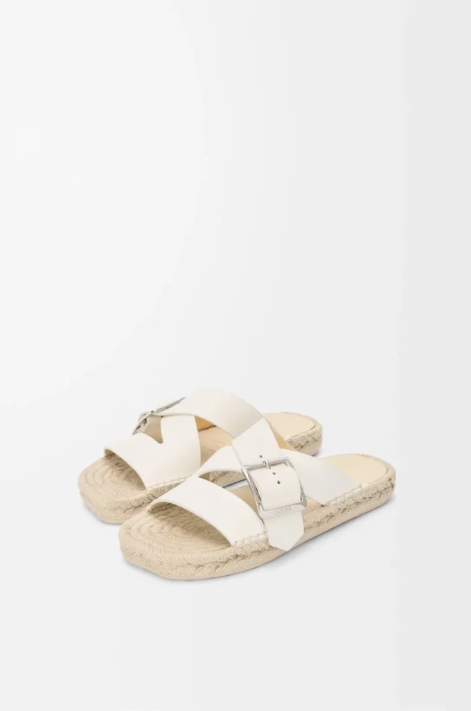 Espadriller med remmar i mjukt kalvskinn Vit Espadriller med remmar i mjukt kalvskinn Vit