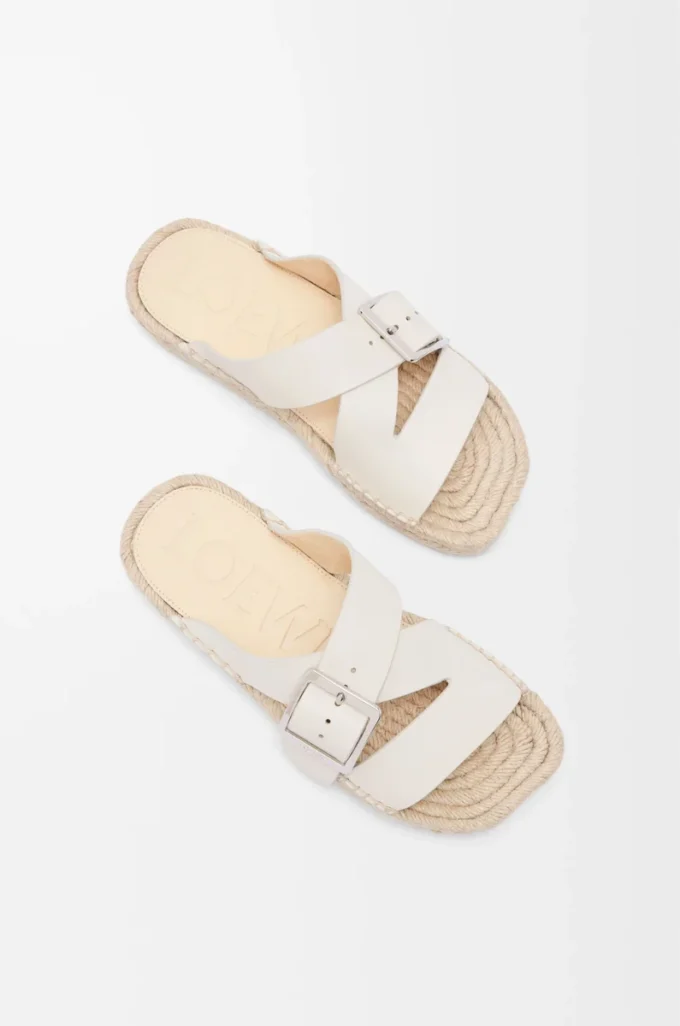 Espadriller med remmar i mjukt kalvskinn Vit Espadriller med remmar i mjukt kalvskinn Vit