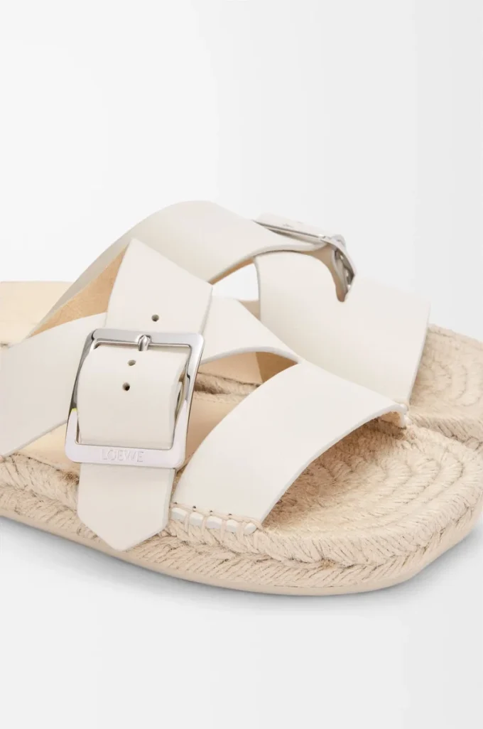 Espadriller med remmar i mjukt kalvskinn Vit Espadriller med remmar i mjukt kalvskinn Vit