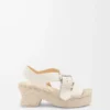 Espadrillesandaler med plattform i mjukt kalvskinn Vit Espadrillesandaler med plattform i mjukt kalvskinn Vit