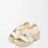 Espadrillesandaler med plattform i mjukt kalvskinn Vit Espadrillesandaler med plattform i mjukt kalvskinn Vit