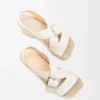 Espadrillesandaler med plattform i mjukt kalvskinn Vit Espadrillesandaler med plattform i mjukt kalvskinn Vit