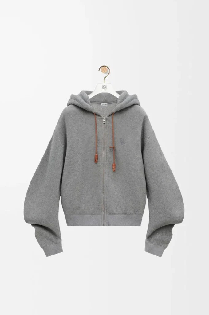Flamenco-hoodie i bomull och kashmir Grå Flamenco-hoodie i bomull och kashmir Grå