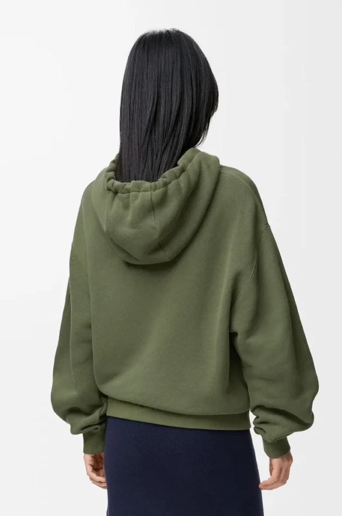 Flamenco-hoodie i bomull och kashmir Khakigrön