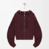 Flamenco-hoodie i bomull och kashmir Mörk burgundy