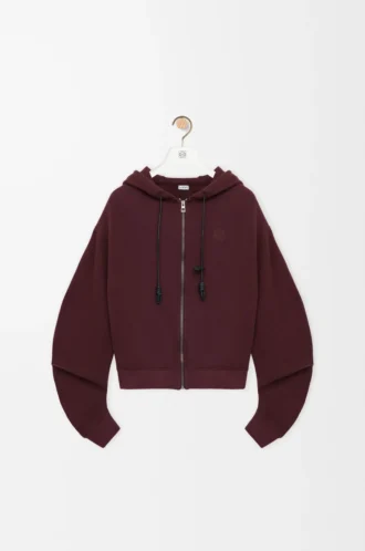 Flamenco-hoodie i bomull och kashmir Mörk burgundy
