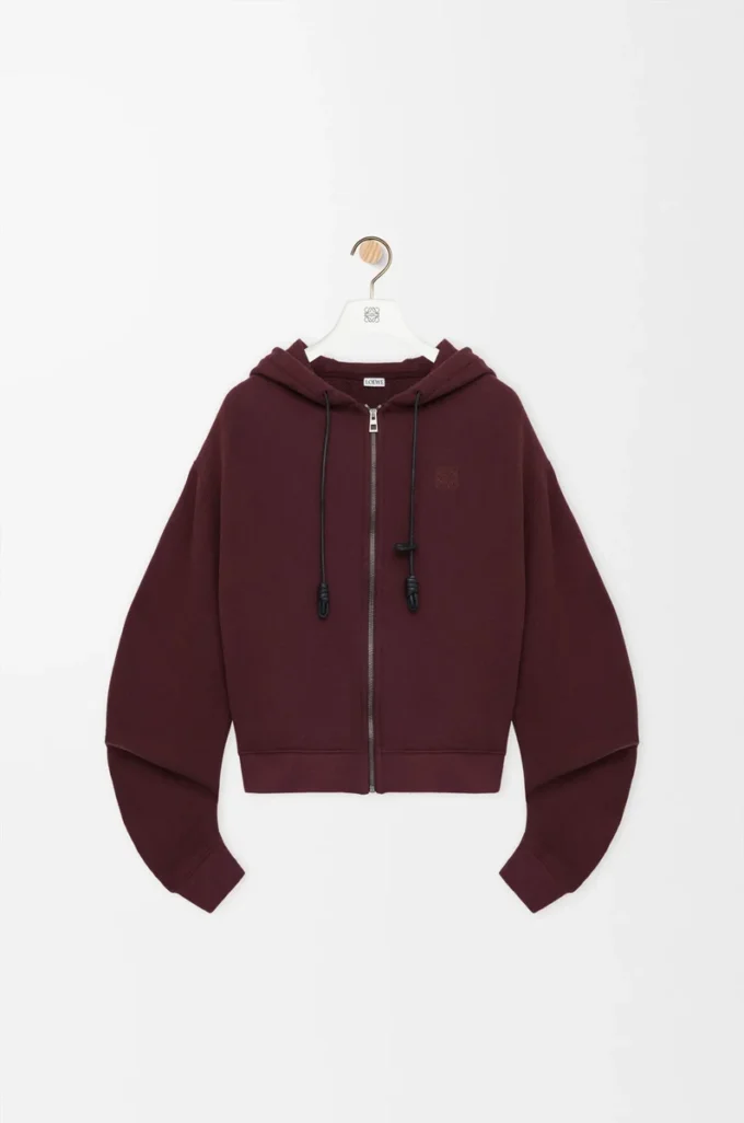 Flamenco-hoodie i bomull och kashmir Mörk burgundy