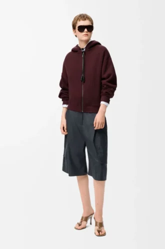 Flamenco-hoodie i bomull och kashmir Mörk burgundy