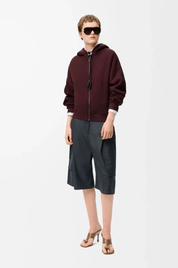 Flamenco-hoodie i bomull och kashmir Mörk burgundy