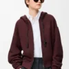 Flamenco-hoodie i bomull och kashmir Mörk burgundy