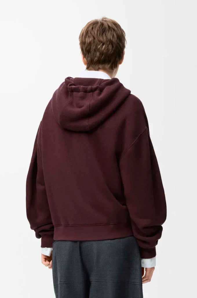 Flamenco-hoodie i bomull och kashmir Mörk burgundy