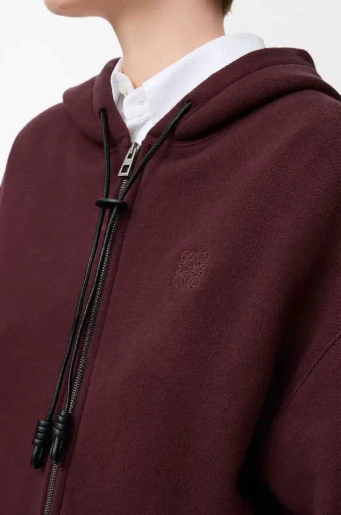 Flamenco-hoodie i bomull och kashmir Mörk burgundy