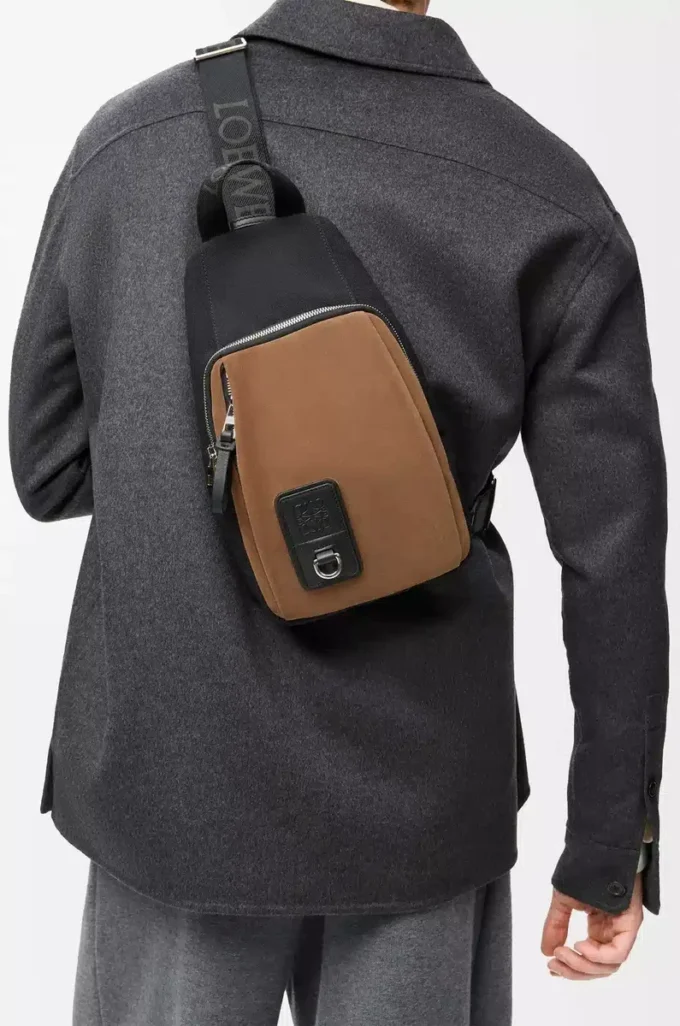 Flex sling i canvas och mocka Svart/mörk guld