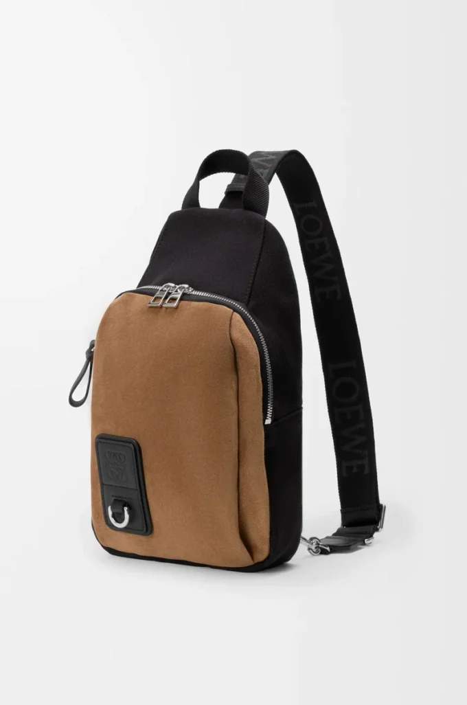 Flex sling i canvas och mocka Svart/mörk guld