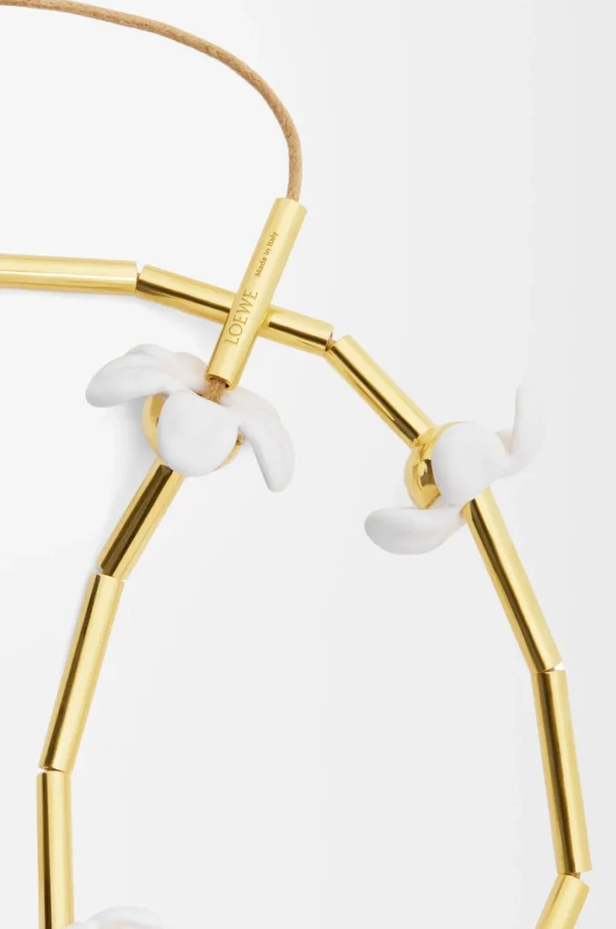 Flor-halsband i sterlingsilver och emalj Guld/Vit Flor-halsband i sterlingsilver och emalj Guld/Vit