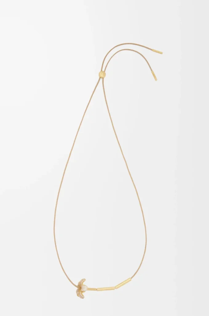 Flor-halsband i sterlingsilver och kristaller Vit/Guld Flor-halsband i sterlingsilver och kristaller Vit/Guld