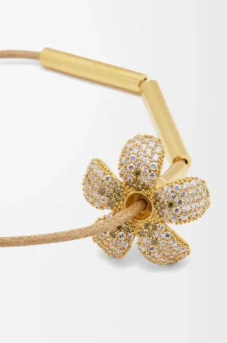 Flor-halsband i sterlingsilver och kristaller Vit/Guld Flor-halsband i sterlingsilver och kristaller Vit/Guld