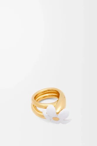 Flor-ring i sterlingsilver och emalj Guld/Vit