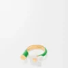 Flor-ring i sterlingsilver och emalj Guld/Vit