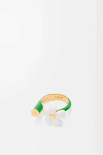 Flor-ring i sterlingsilver och emalj Guld/Vit Flor-ring i sterlingsilver och emalj Guld/Vit