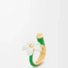 Flor-ring i sterlingsilver och emalj Guld/Vit