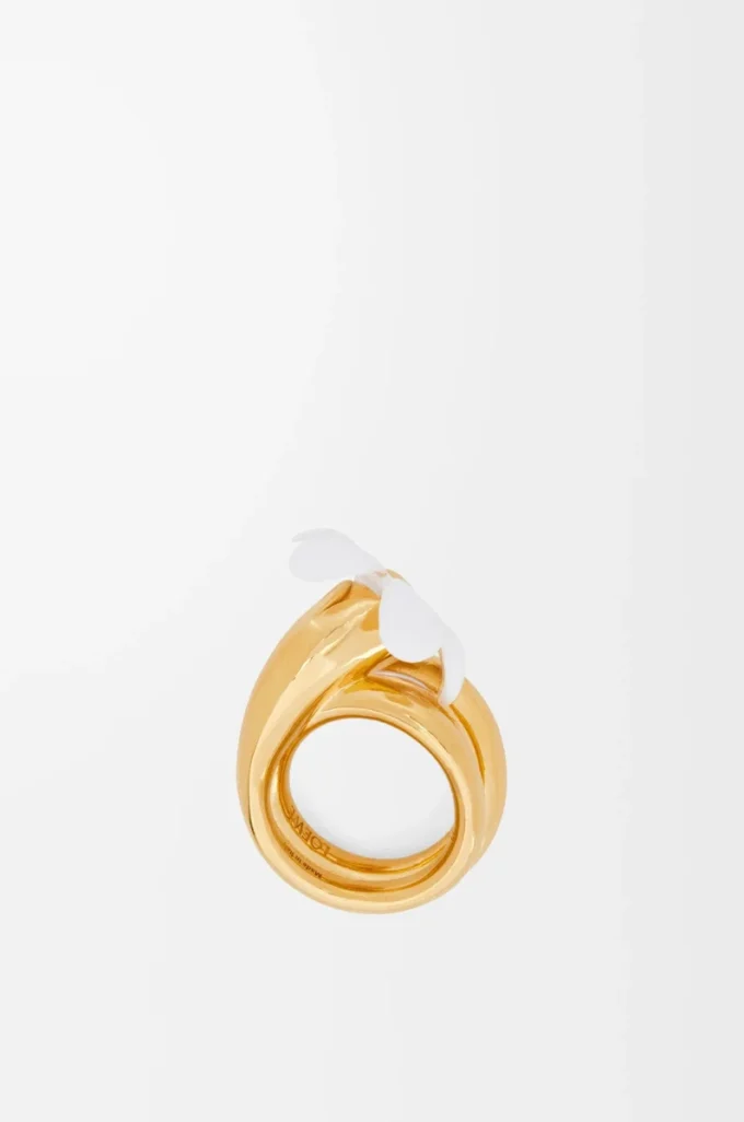 Flor-ring i sterlingsilver och emalj Guld/Vit