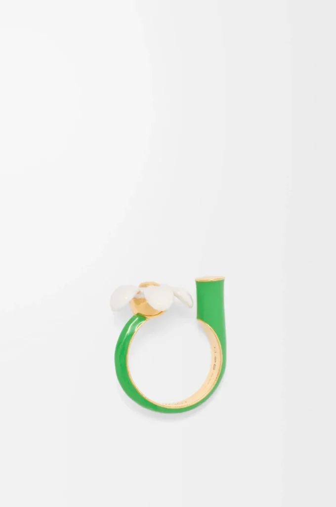 Flor-ring i sterlingsilver och emalj Guld/Vit
