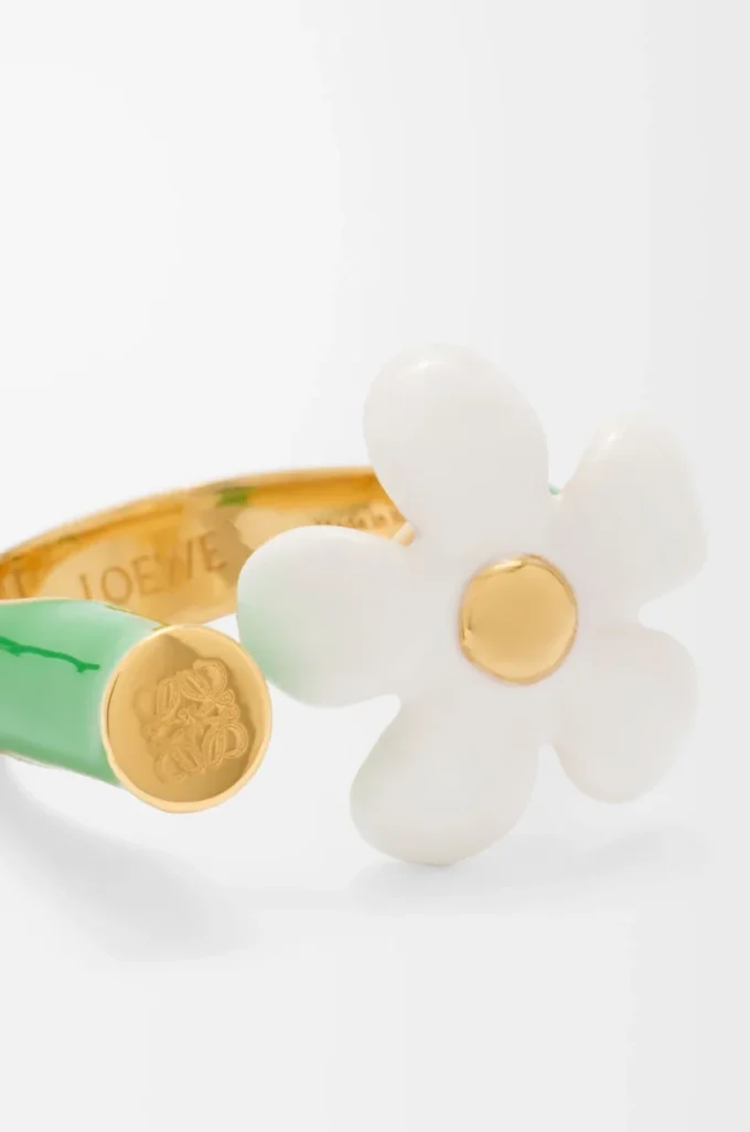 Flor-ring i sterlingsilver och emalj Guld/Vit