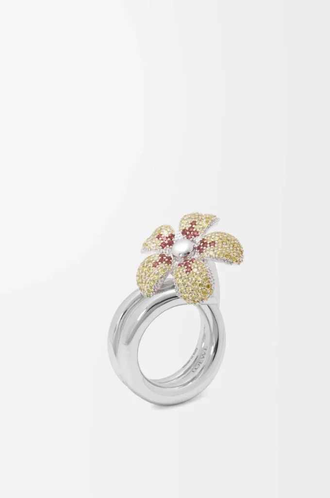 Flor-ring i sterlingsilver och kristaller Gult/Silver Flor-ring i sterlingsilver och kristaller Gult/Silver
