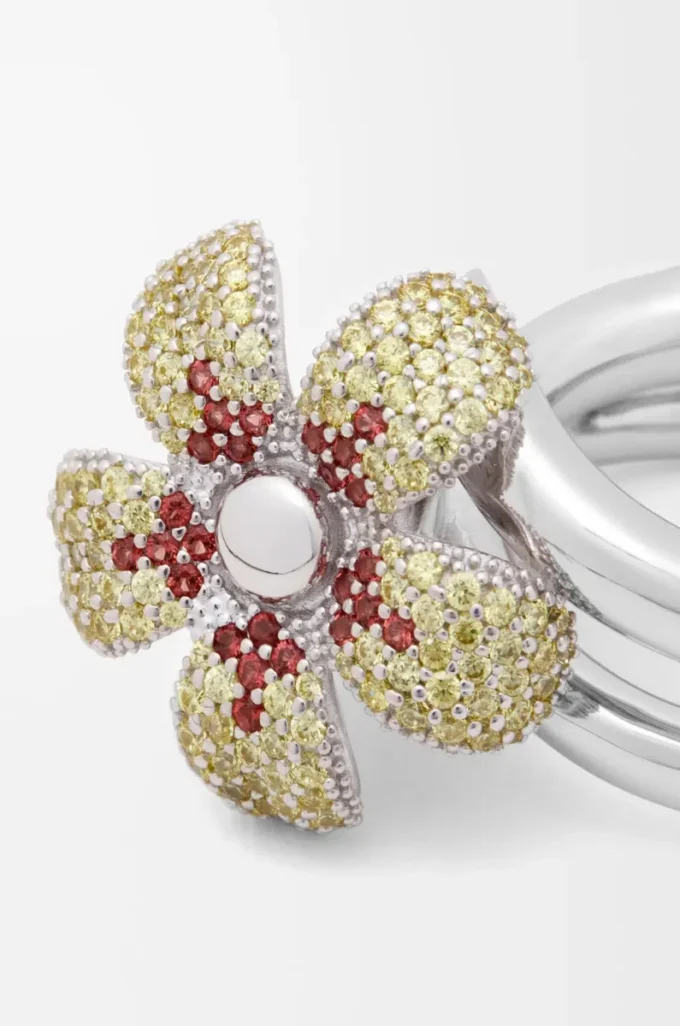 Flor-ring i sterlingsilver och kristaller Gult/Silver Flor-ring i sterlingsilver och kristaller Gult/Silver