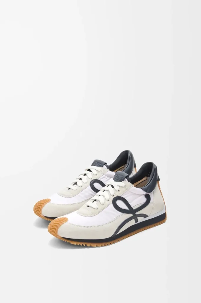 Flow Runner i nylon och mocka Blå antracit/vit