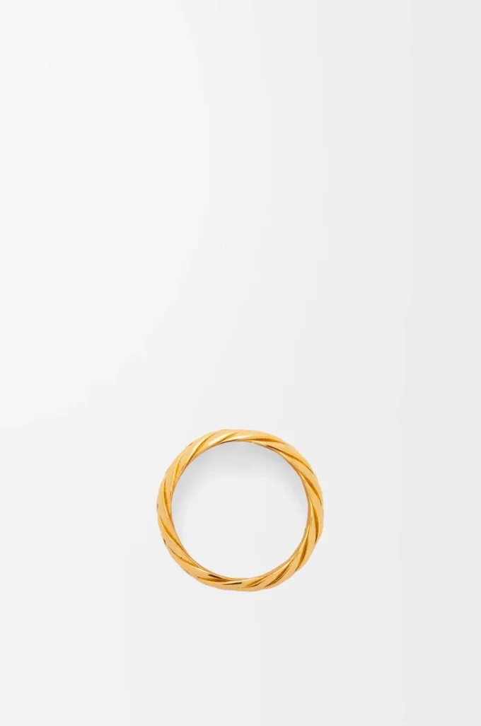 Flätad ring i sterlingsilver Guld Flätad ring i sterlingsilver Guld