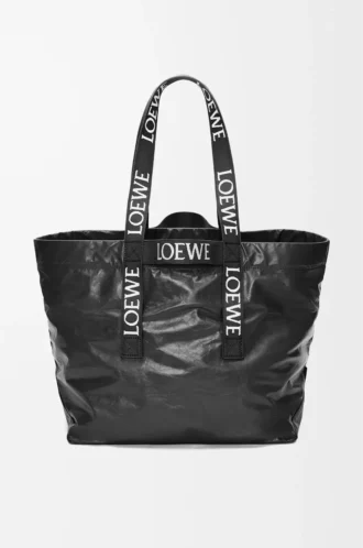 Fold Shopper i papperkalvskinn Svart