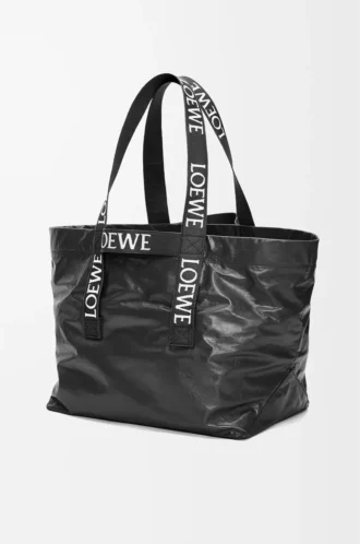 Fold Shopper i papperkalvskinn Svart