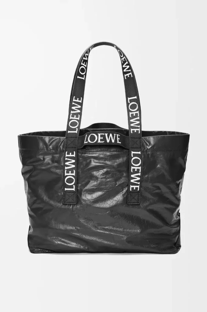 Fold Shopper i papperkalvskinn Svart Fold Shopper i papperkalvskinn Svart