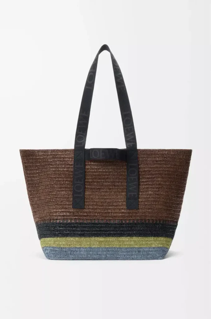 Fold Shopper i raffia Brun/Flerfärgad Fold Shopper i raffia Brun/Flerfärgad