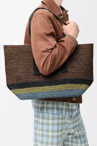 Fold Shopper i raffia Brun/Flerfärgad Fold Shopper i raffia Brun/Flerfärgad