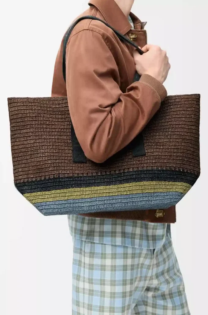 Fold Shopper i raffia Brun/Flerfärgad Fold Shopper i raffia Brun/Flerfärgad