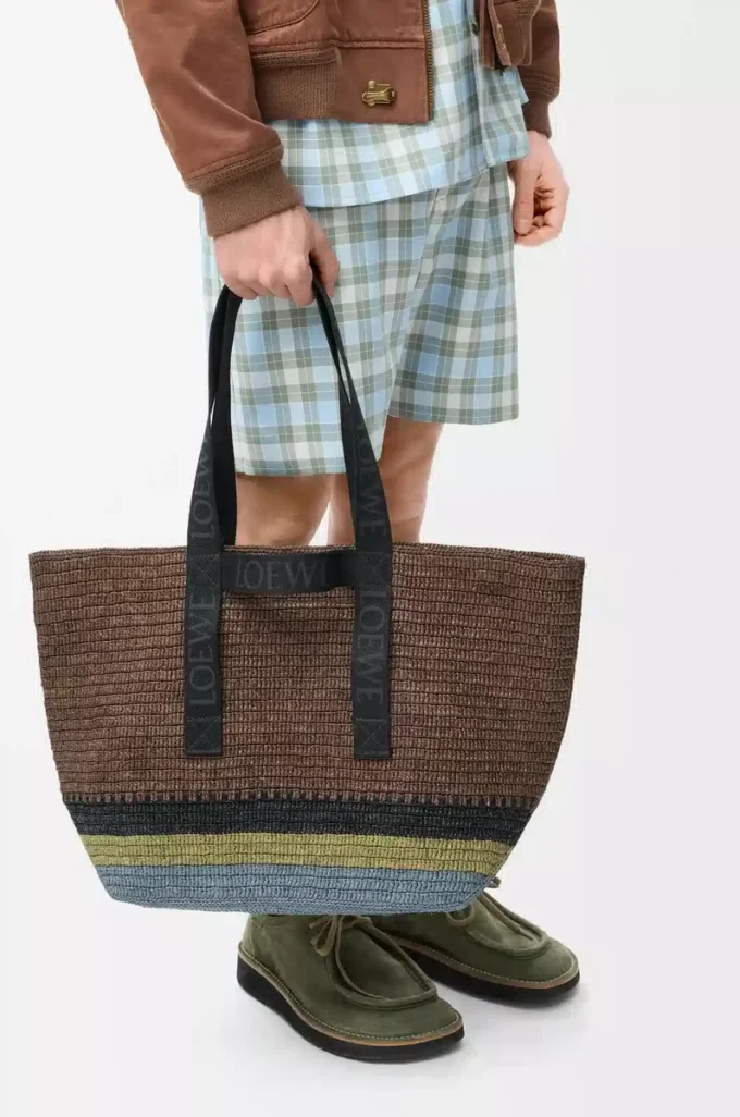 Fold Shopper i raffia Brun/Flerfärgad Fold Shopper i raffia Brun/Flerfärgad