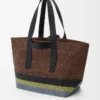 Fold Shopper i raffia Brun/Flerfärgad Fold Shopper i raffia Brun/Flerfärgad