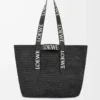 Fold Shopper i raffia Svart