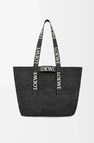 Fold Shopper i raffia Svart