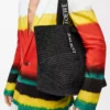 Fold Shopper i raffia Svart