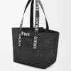 Fold Shopper i raffia Svart