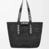 Fold Shopper i raffia Svart